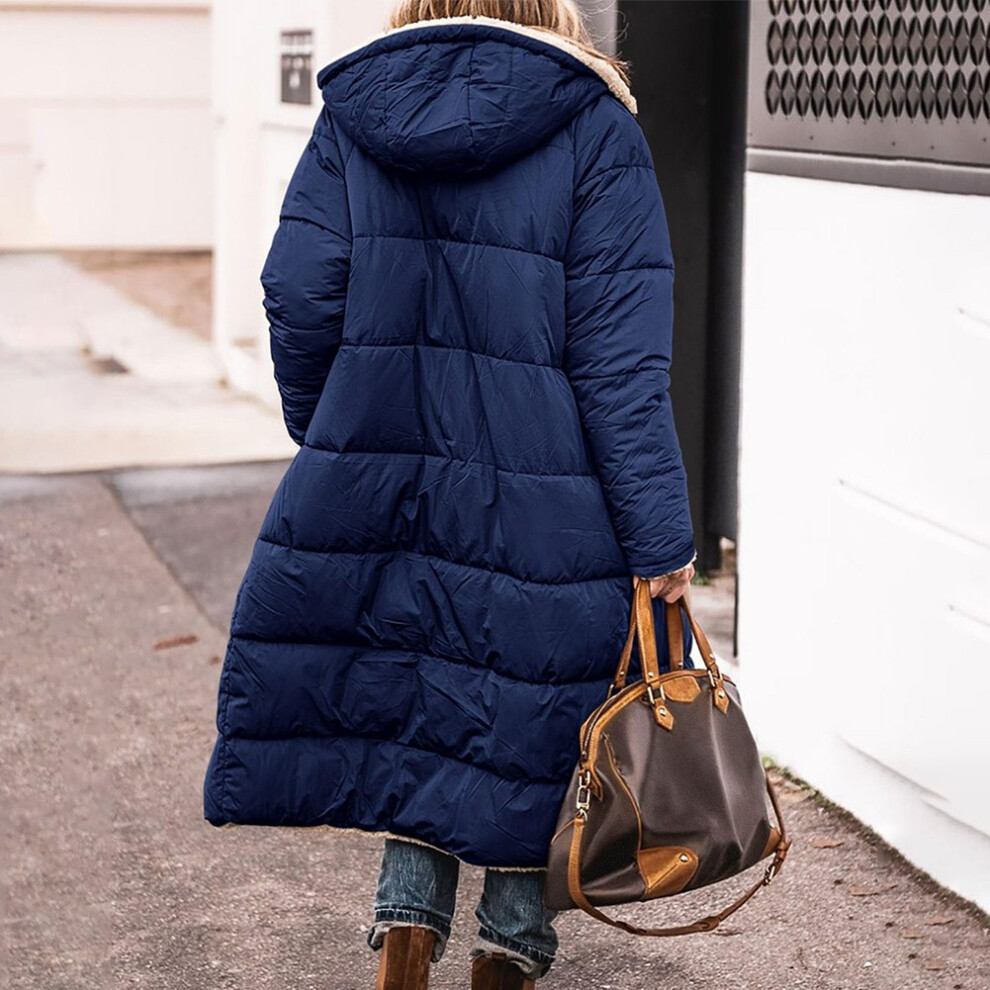 Manteau parka ? ? capuche femme ? ? la mode long hiver veste rembourr??e couleur u-Navy-S