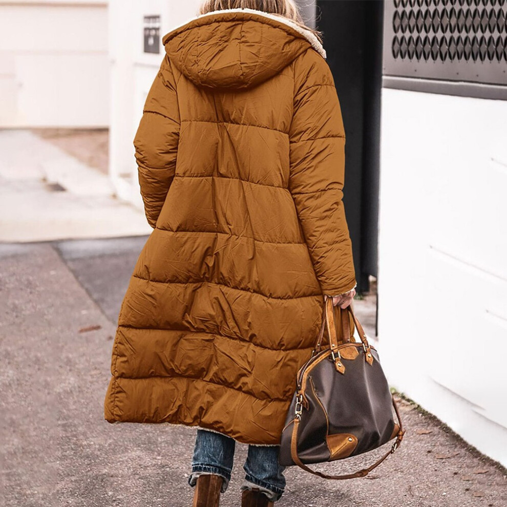 Manteau parka ? ? capuche femme ? ? la mode long hiver veste rembourr??e couleur u-Marron foncé-XL