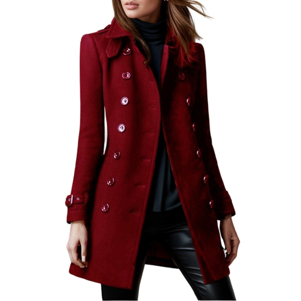 Manteau femme en laine design ÃlÃgant et chaud Ã double boutonnage pour un us-ArmÃe Verte-XXL