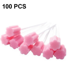 (Pink) 100 Pcs Oral Sponge Sterile Oral Care Sponge Oral Care