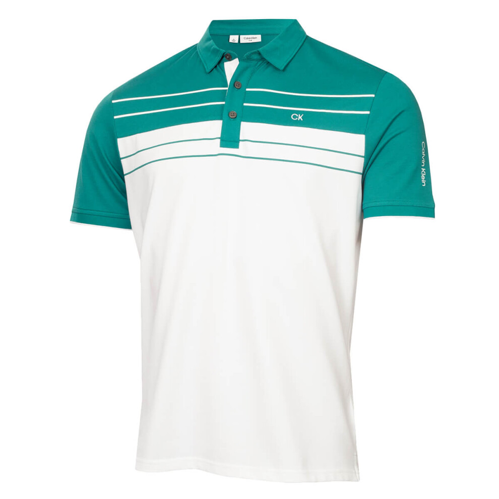 (XL, White) Calvin Klein Mens 2025 Pinebrook Moisture Wicking Technical Golf Polo Shirt