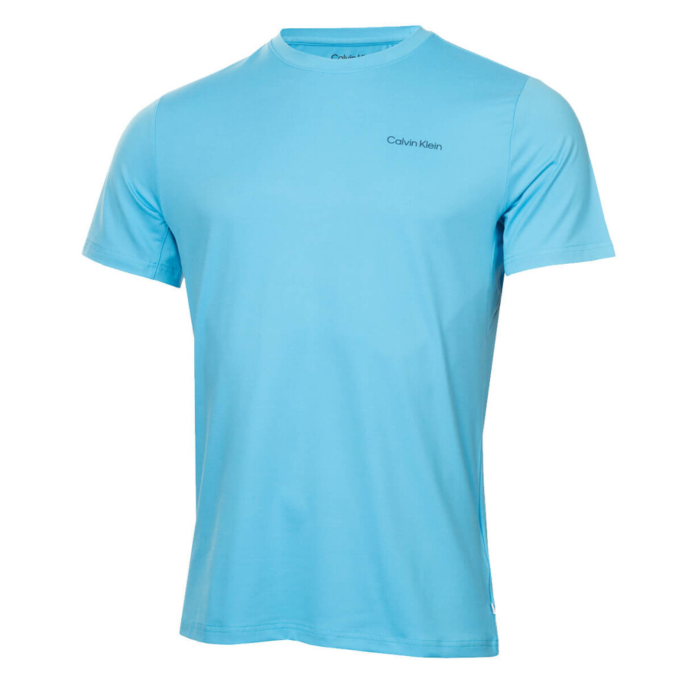 (L, Aquarius) Calvin Klein Mens Newport Moisture Wicking Breathable Lightweight T-Shirt