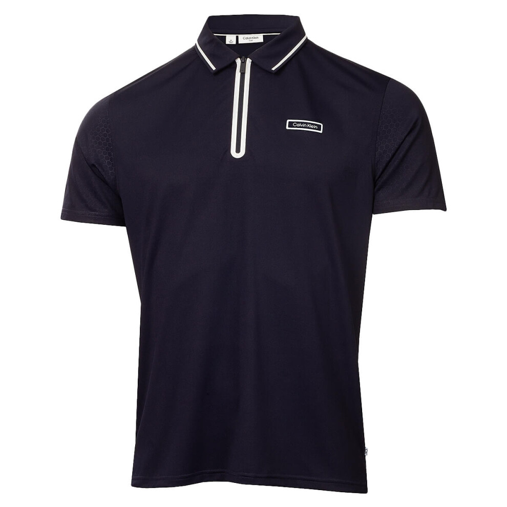 (L, Navy) Calvin Klein Mens 2025 Belmont Moisture Wicking Technical Golf Polo Shirt