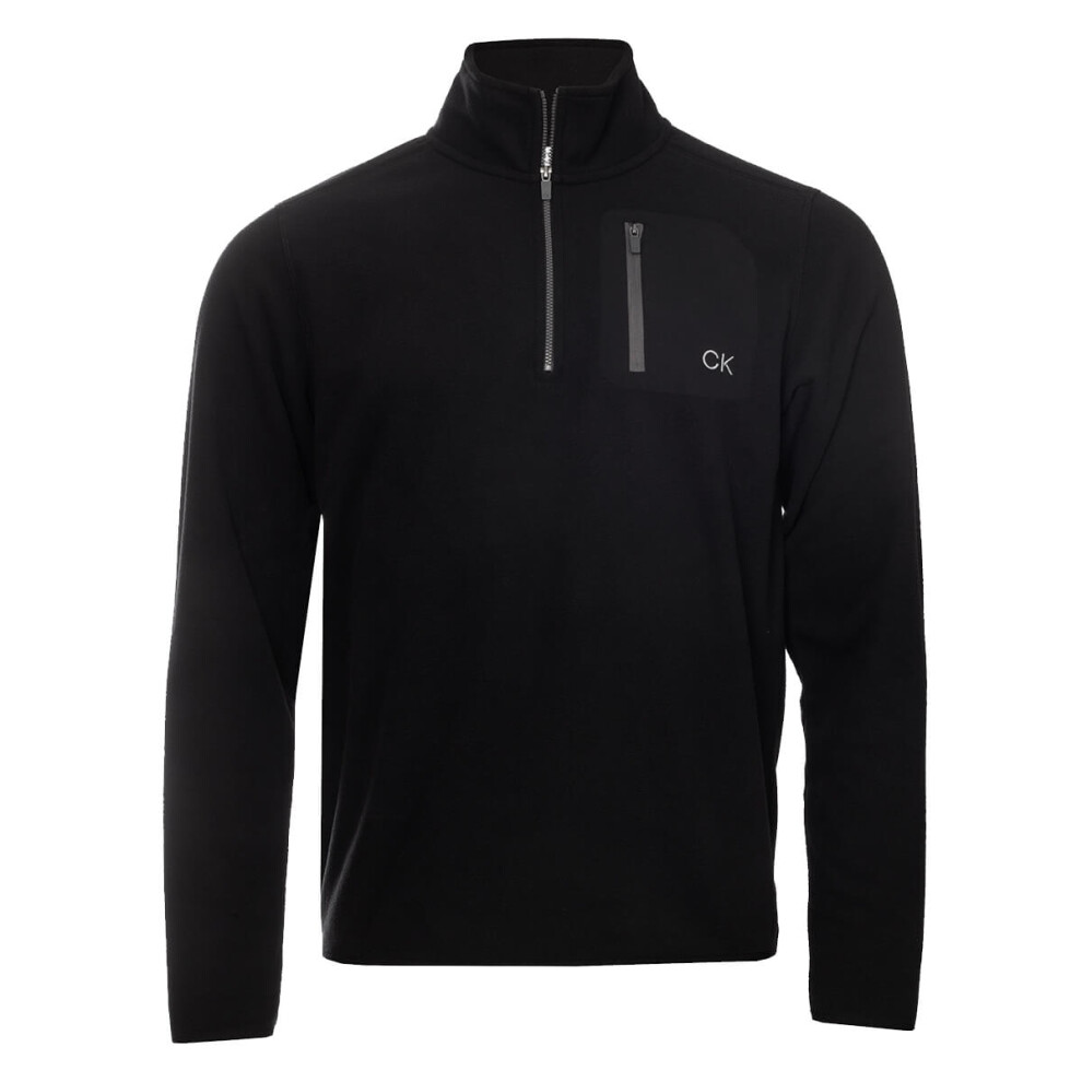 (XXL, Black) Calvin Klein Mens 2025 Planet Fleece Half Zip Stretch Super Soft Golf Sweater