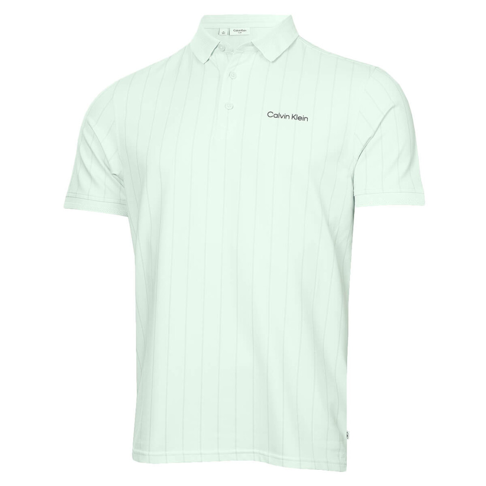 (M, Light Jade) Calvin Klein Mens 2025 Cape Club Moisture Wicking Technical Golf Polo Shirt