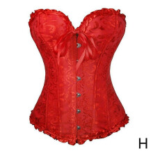 (Red, XXXXL) Sexy Women Lace Up Corset Bustier Top Corset Boned Waist Trainer Body
