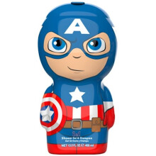 Marvel Captain America Gel Douche et Shampooing 2 en 1 – Figurine 3D avec un excellent parfum pour enfants et adultes (400 ml)