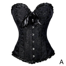 (Black, XXL) Sexy Women Lace Up Corset Bustier Top Corset Boned Waist Trainer Body