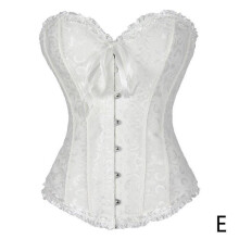 (White, XXL) Sexy Women Lace Up Corset Bustier Top Corset Boned Waist Trainer Body