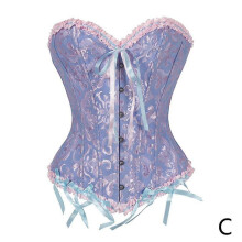 (Purple, XXL) Sexy Women Lace Up Corset Bustier Top Corset Boned Waist Trainer Body
