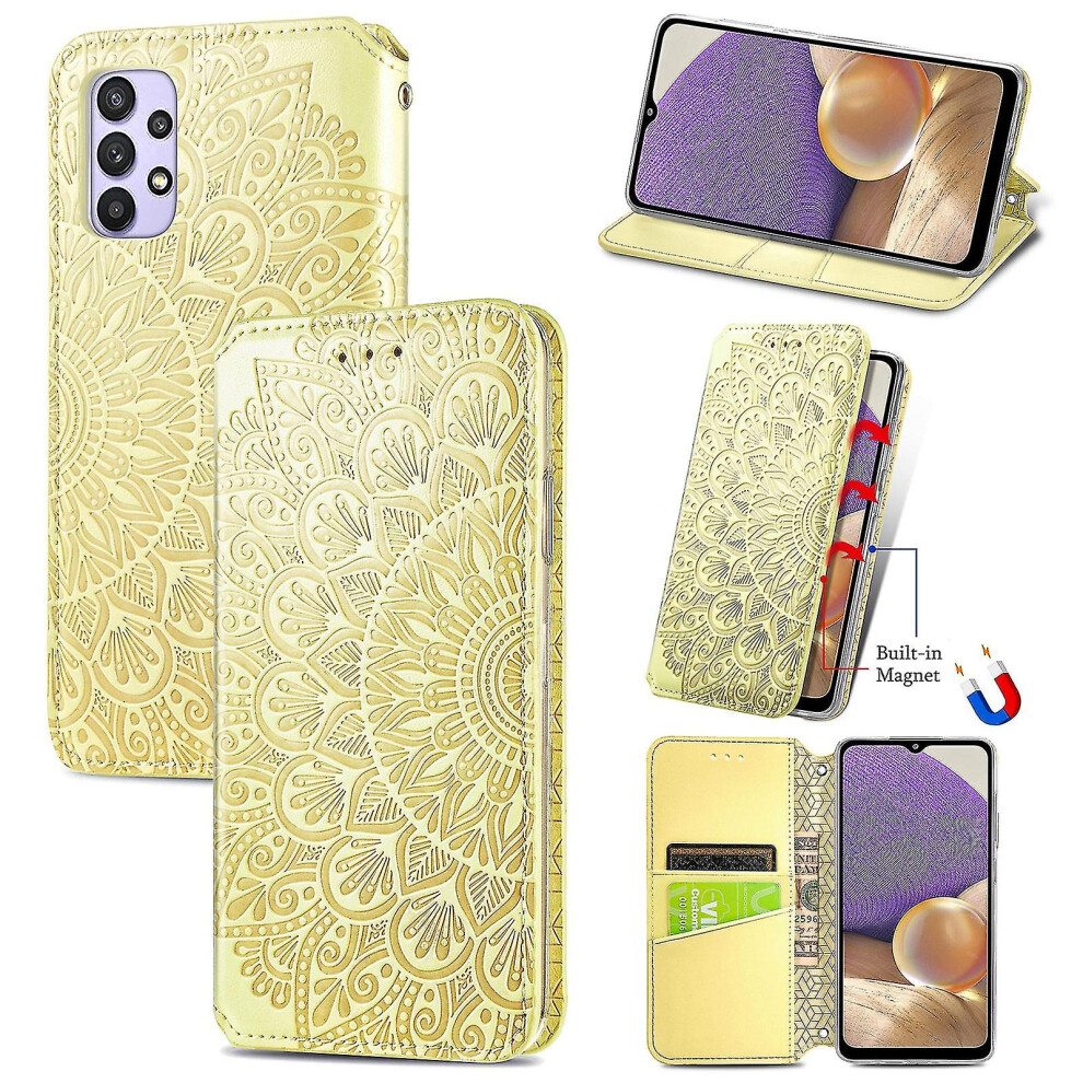 (Yellow) For Samsung Galaxy A32 5G Magnetic Leather Case Yellow 8994440002255