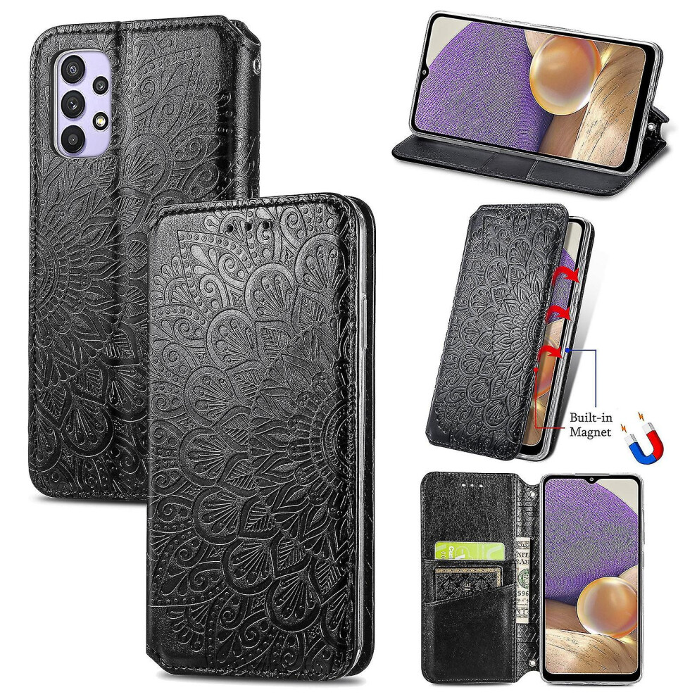 (Black) For Samsung Galaxy A32 5G Magnetic Leather Case Black 8994440002262