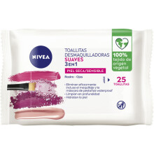 (25 u) TOALLITAS DESMAQUILLADORAS suaves 3 en 1