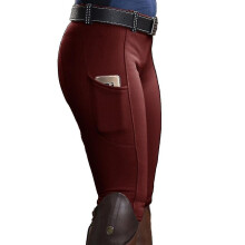 (Red, 3XL) Women Pocket Hip Lift Elastic Equestrian Pants Horse Racing Trousers