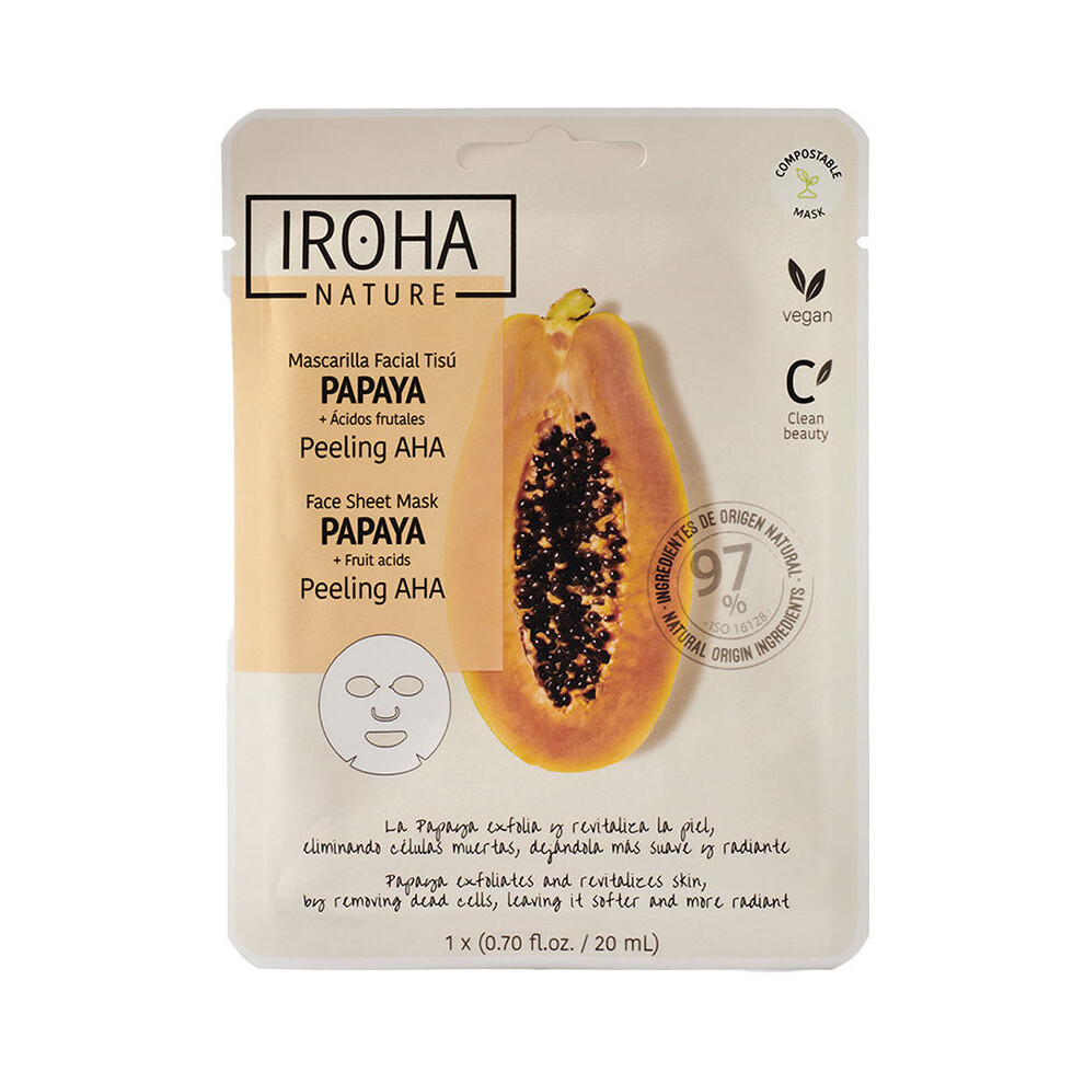 Iroha Papaya Peeling Aha Tissue Facial Mask 1 Unit
