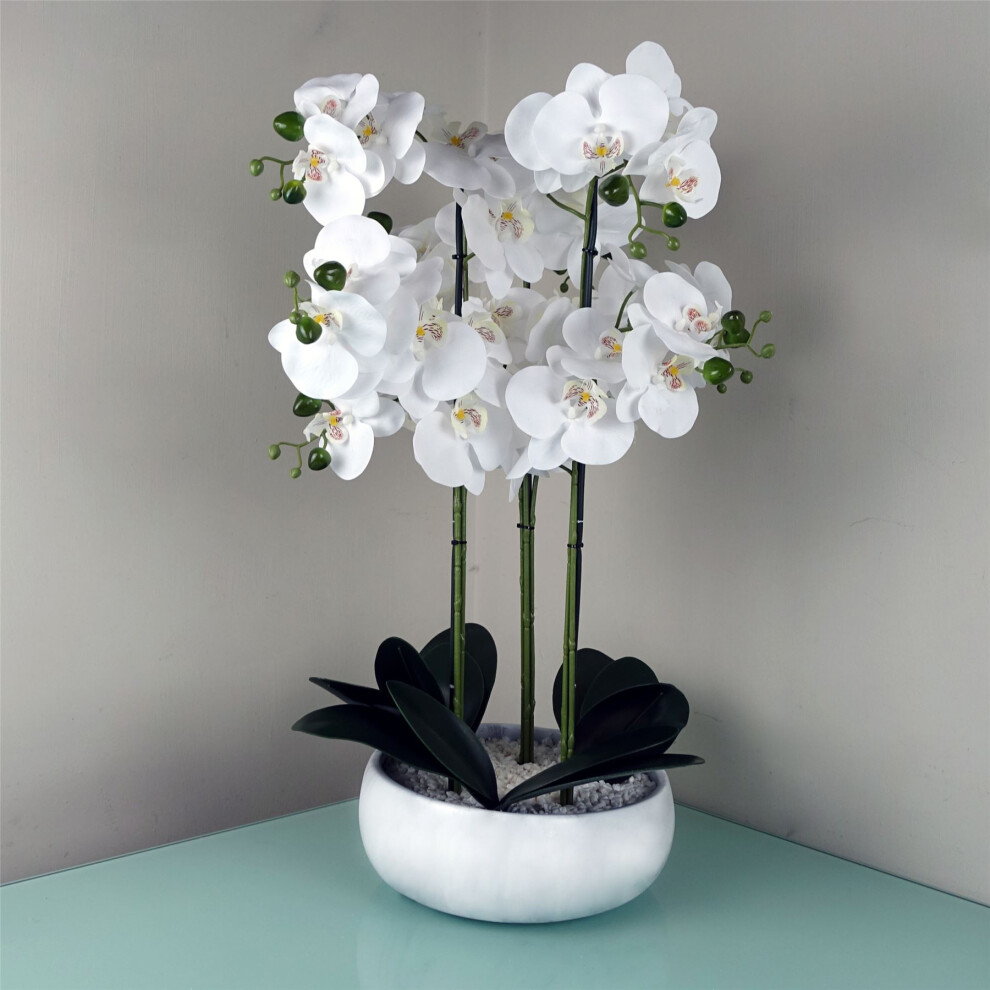 White Orchid Artificial Marble Effect Ceramic Planter 60Cm
