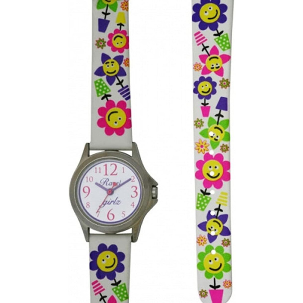 Ravel Girls Wrist Watch White Dial Colorful Plastic Strap R1514.13