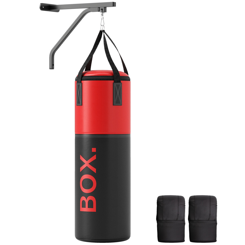 Sportnow Unfilled Punch Bag With Boxing Gloves And Wall Mounted Bracket