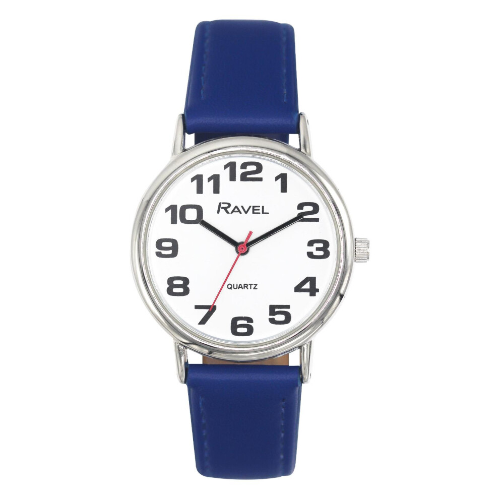 Ravel Ladies Classic White Dial Blue Leather Strap Watch R0105.50.2 Blue,White