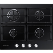 Samsung NA64D3000AK/U1 4-Burner Gas Hob, Built-in Ceramic Glass Top with Cast Iron Supports - Black