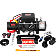 WINCHMAX 13,500lb (6,123kg) Military Grade 12V Winch. 25m x 10mm Armourline Rope. 3/8 inch Hook.