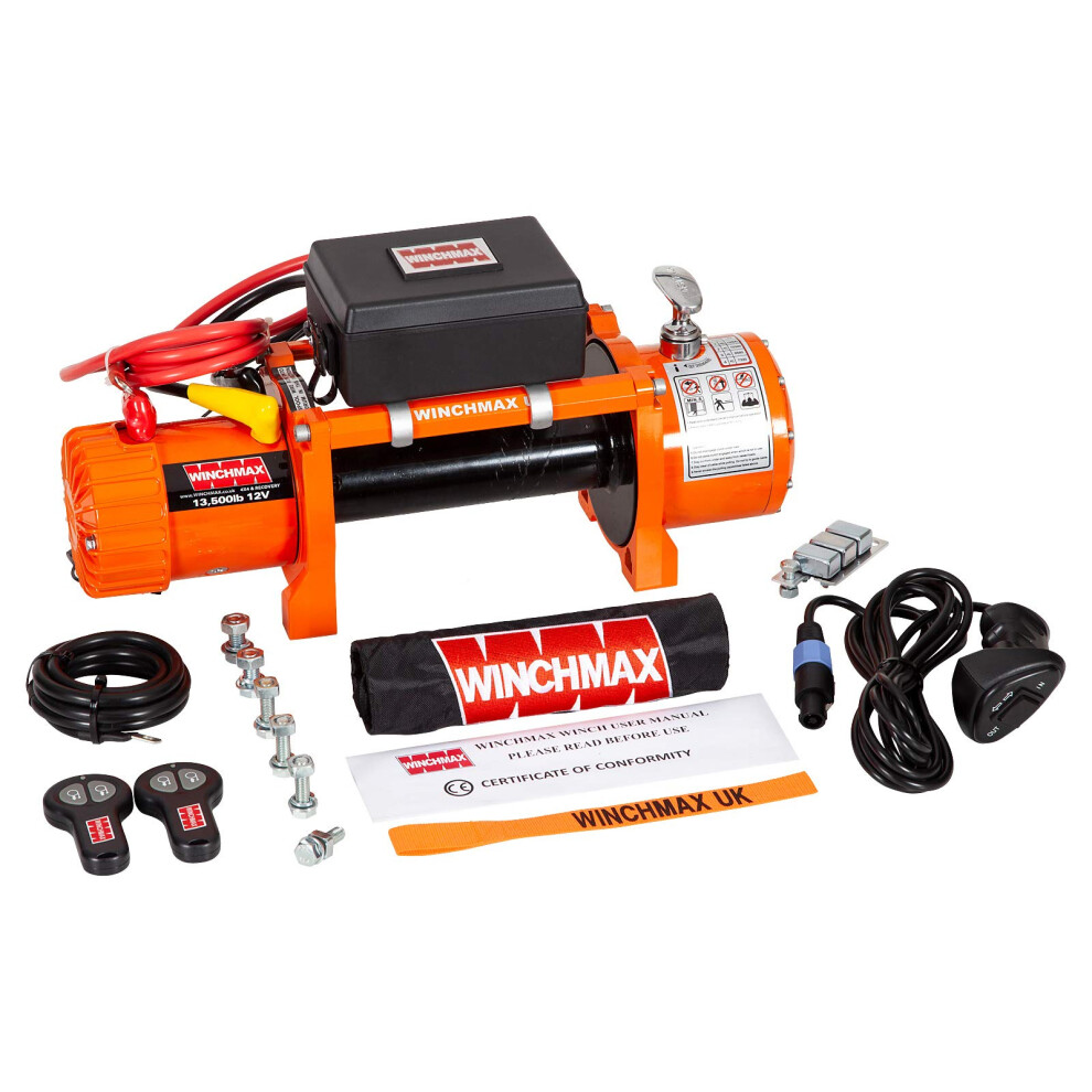Winchmax 13,500Lb 12V Winch. 26M X 9.5Mm Steel Rope. No Rope, No Fairlead.