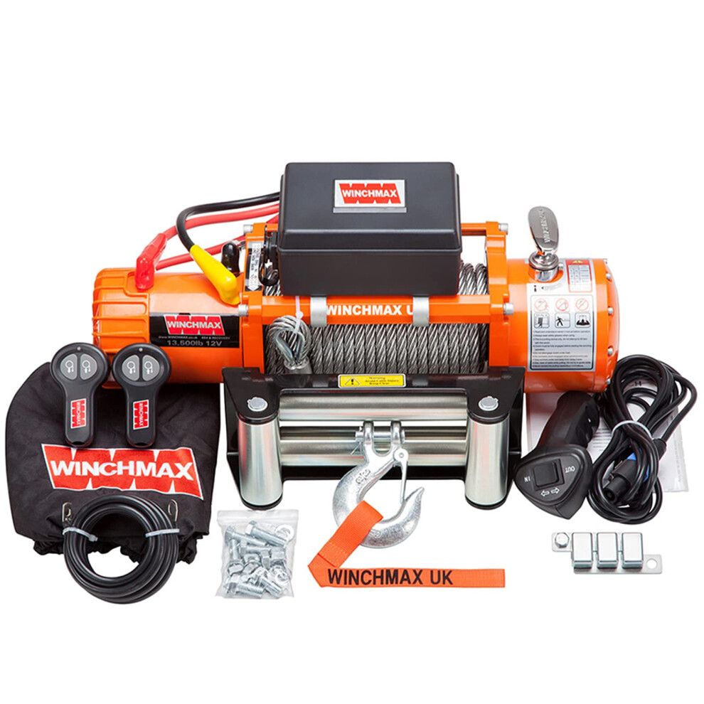 Winchmax 13,500Lb 12V Winch. 26M X 9.5Mm Steel Rope.