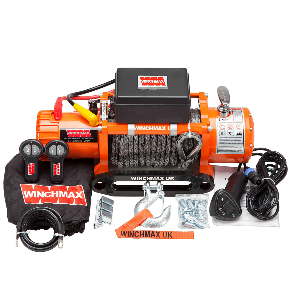 13,500lb 24V Electric Winch. 28m x 11mm Dyneema Rope.
