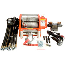 20,000lb Hydraulic Winch. 25m x 14mm Steel Rope. 12V System.