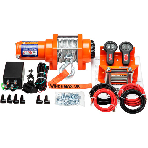 WINCHMAX 3,000lb 12V Winch. 15m x 5mm Steel Rope.