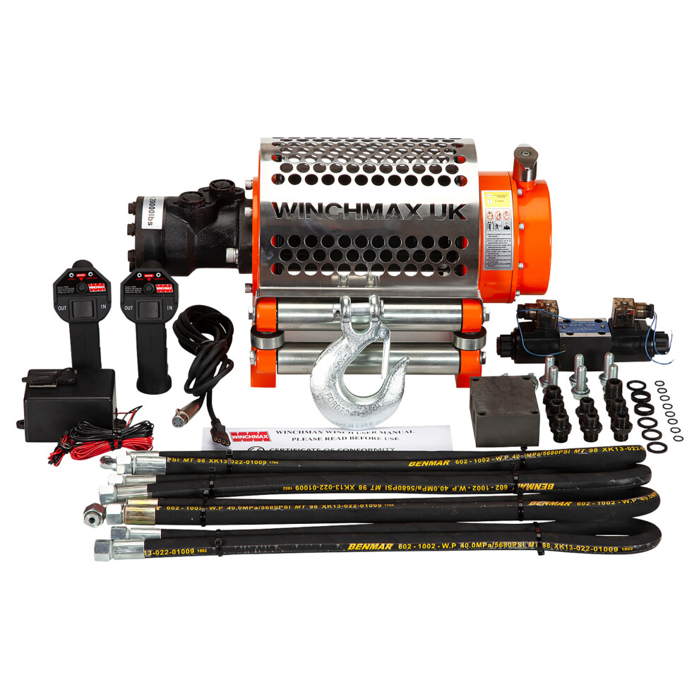 20,000lb Hydraulic Z Winch. 25m x 14mm Steel Rope. 24V System.