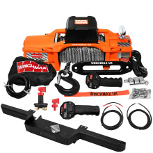 WINCHMAX 13,500lb (6,123kg) 'SL Series' Original Orange 12v Winch, Defender Winch Bumper, Dyneema Rope, Wiring Kit & Isolator