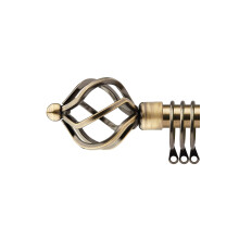 16-19mm Cage Extendable Metal Curtain Pole Set Brass 120-210cm