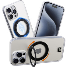 OX Ring iPhone 15 Pro Case 360 Rotating Magsafe Shockproof Magnetic Cover - Wolf White