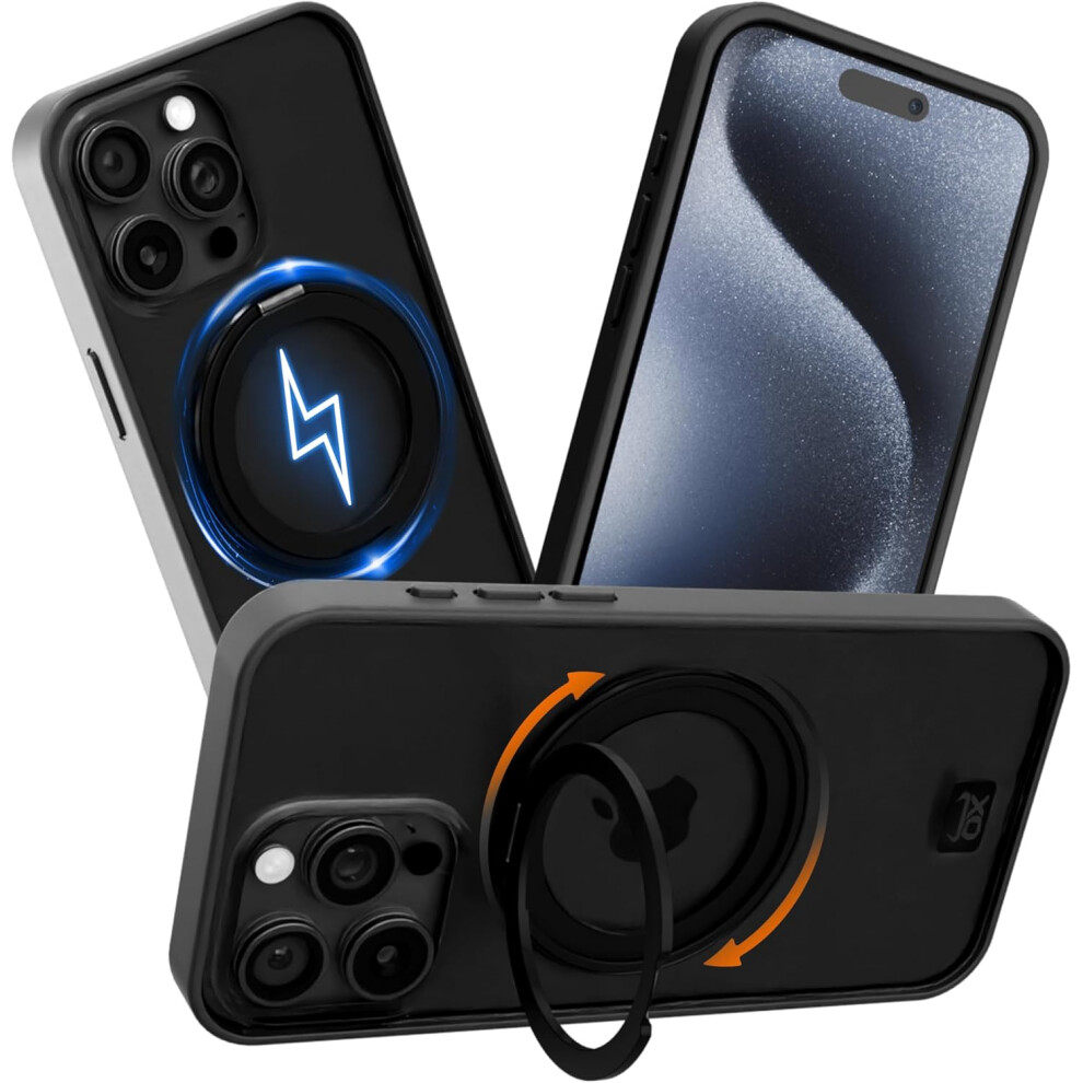 Ox Ring Iphone 15 Pro Max Case 360 Rotating Magsafe Shockproof Magnetic Cover - Bear Black