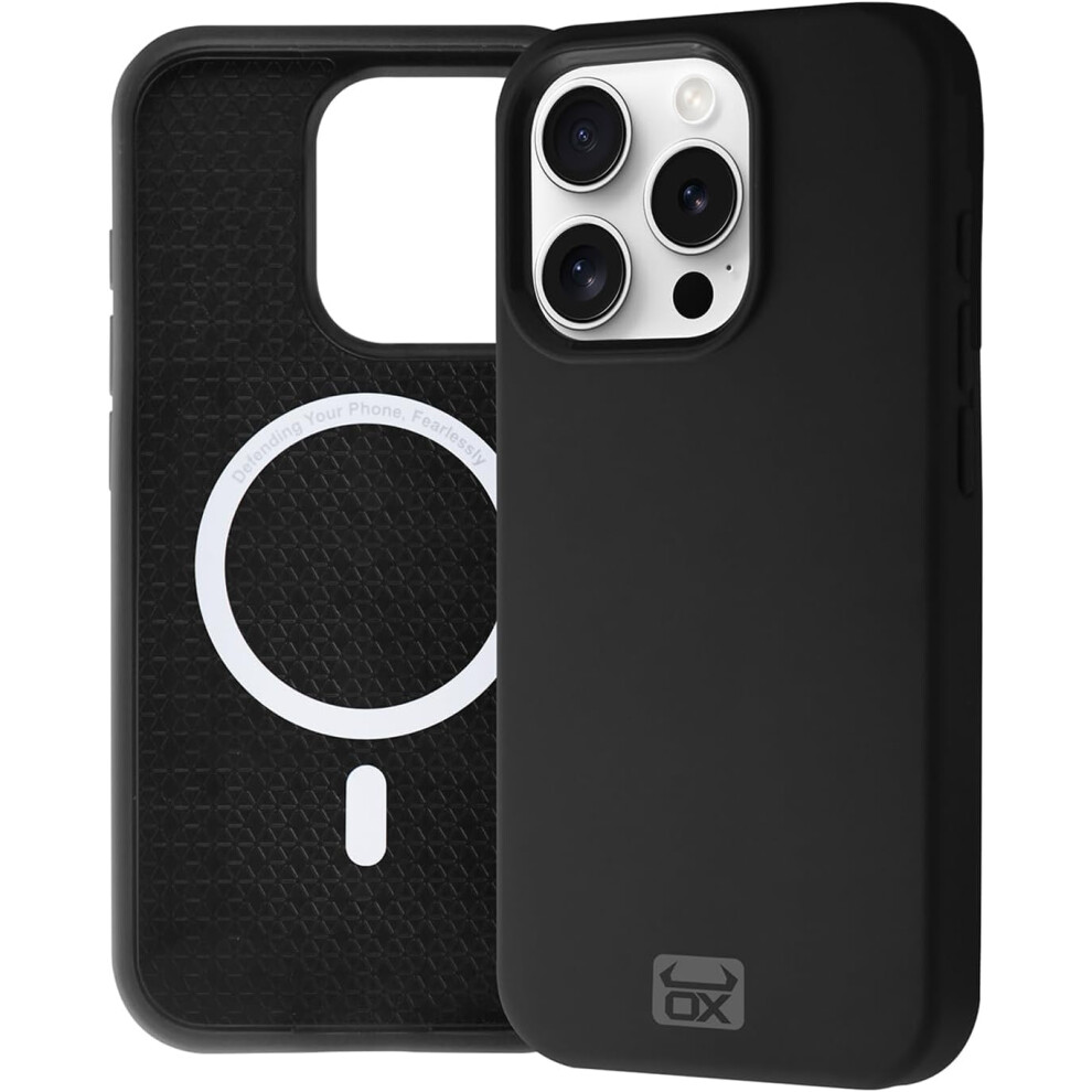 Ox Duratouch Iphone 15 Pro Max Case Shockproof Magnetic Magsafe Matte Cover - Bear Black