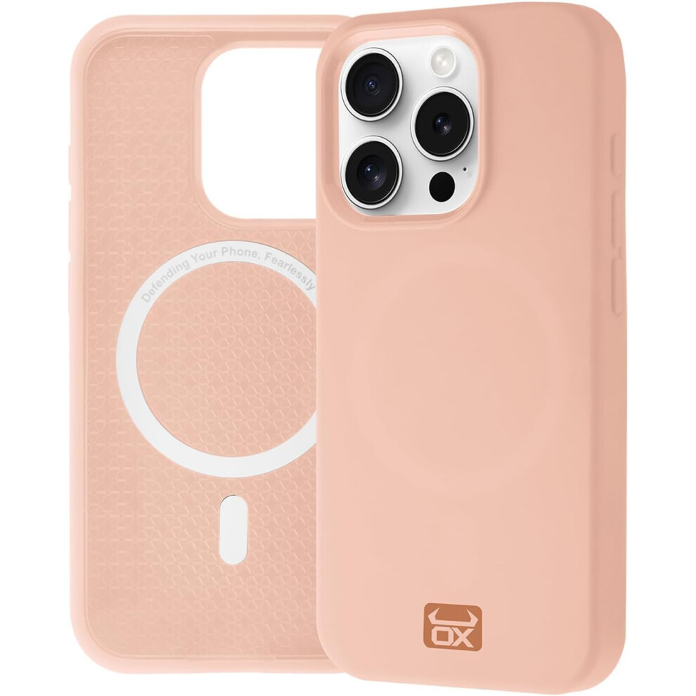 OX DuraTouch iPhone 15 Pro Case Shockproof Magnetic Magsafe Matte Cover - Pelican Pink