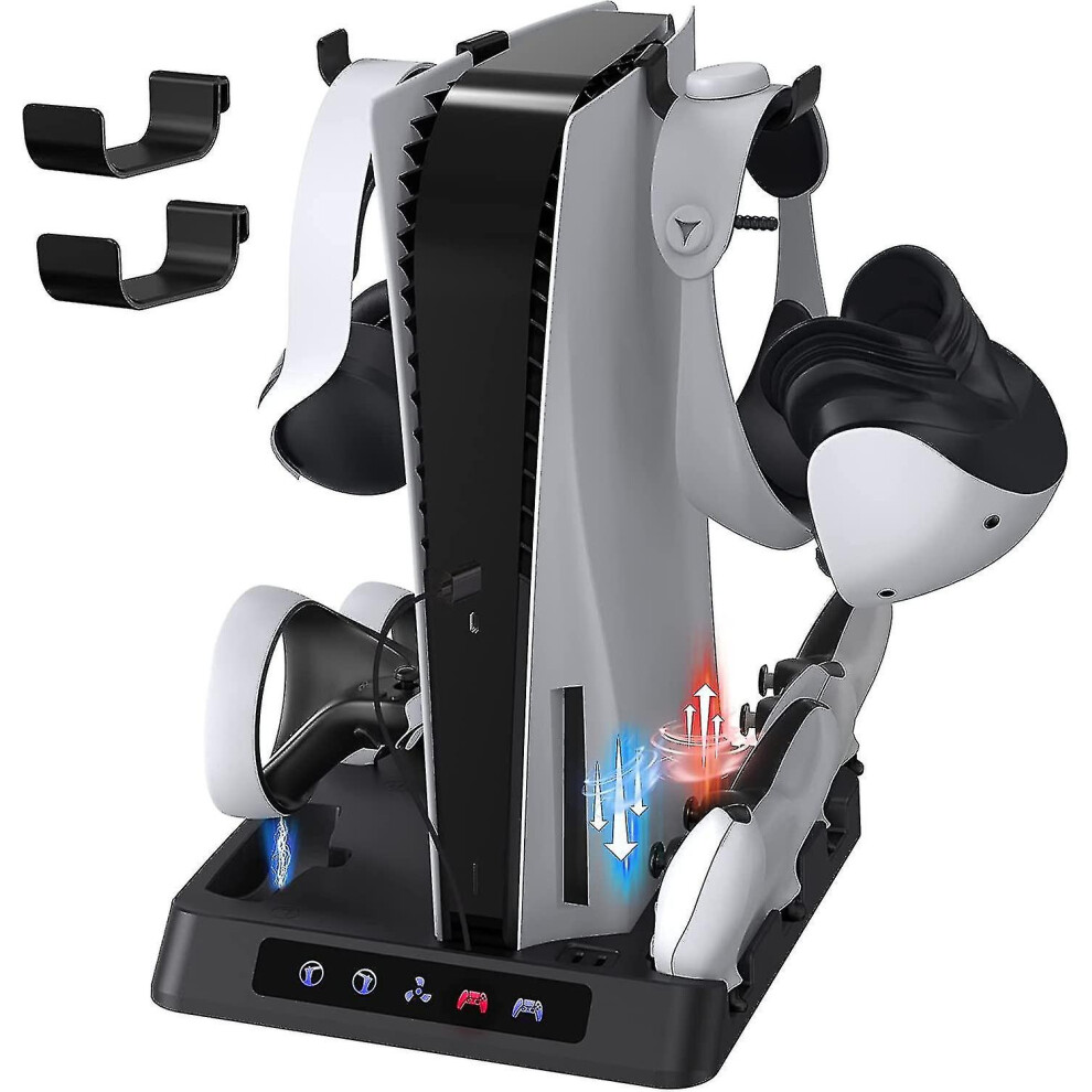 Charging Stand For Ps5 And Ps Vr2, Vertical Stand With Cooling Fan And Dual Charging Station, With P 8994440015354