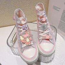 (LinaBell, 40) Kawaii New Kuromi Canvas Shoes Sanrio My Melody Cinnamoroll Girls Cartoon High-top Canvas Shoes Student Sports Casual Shoes