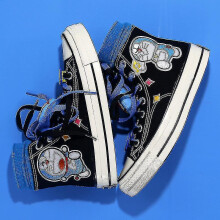 (Doraemon-B, 37) Kawaii New Kuromi Canvas Shoes Sanrio My Melody Cinnamoroll Girls Cartoon High-top Canvas Shoes Student Sports Casual Shoes