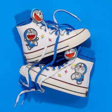 (Doraemon-A, 38) Kawaii New Kuromi Canvas Shoes Sanrio My Melody Cinnamoroll Girls Cartoon High-top Canvas Shoes Student Sports Casual Shoes