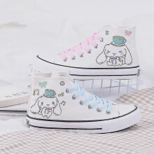 (Cinnamoroll-C, 42) Kawaii New Kuromi Canvas Shoes Sanrio My Melody Cinnamoroll Girls Cartoon High-top Canvas Shoes Student Sports Casual Shoes