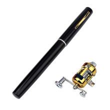 (Black) Portable Telescopic Pen Fishing Pole And Reel Combo, Small Fishing Pole Mini Fishing Rod Fishing Kits Gifts