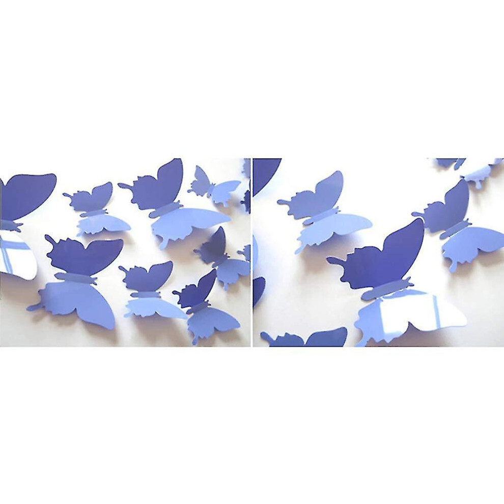 (Dark Blue) 24 Pcs Butterfly Wall Decals, 3d Butterflies Removable Mural Stickers Wall Stickers Art Decal For Home Decorations Kids Room Bedroom Nurse