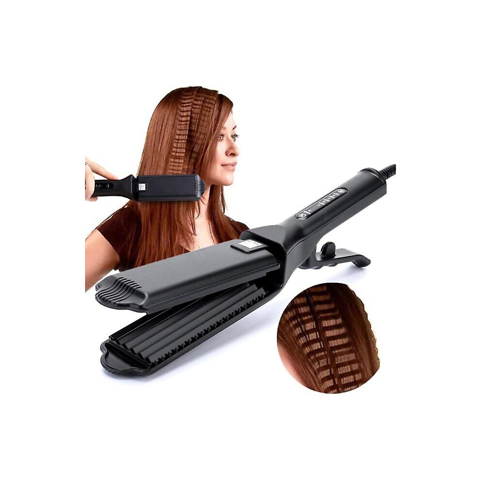 (Curly hair) Hair Crimper Professional Curling Iron Wand Ceramic Corrugated Wave Corn Irons Wave Curler Iron Electric Corrugation Plate Clip