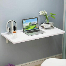 Folding Table Wall-mounted Drop-leaf Desk, Wooden Folding, Wall-mounted Folding Kitchen Table, Wall-mounted Folding Workbench (white-