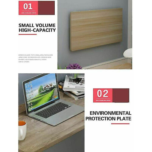 Folding Table Wall-mounted Drop-leaf Desk, Wooden Folding, Wall-mounted Folding Kitchen Table, Wall-mounted Folding Workbench (white- 1