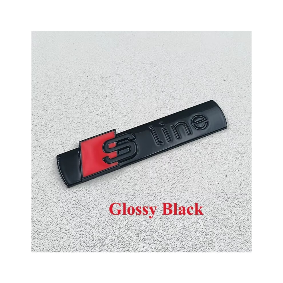 (Glossy ) 3D Metal Chrome Sline Logo S Line Emblem Car Fender Badge For Audi A3 A4 A5 A6 A7 Q2 Q5 Q7 Q3 Tt S Line Sticker Accrssorie Black 6926603496139