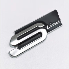 (Black Silver) 3D Metal S LINE Logo Styling Emblem Car Decal Badge For Audi Sline A1 A3 A4 A5 A7 Q2 Q5 Q7 TT SQ5 SQ7 B6 B7 Sticker Accessories