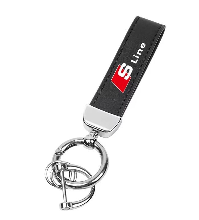 (PU-Silver-S line) With Car Logo Key Accessories Man Suede Keychain ...